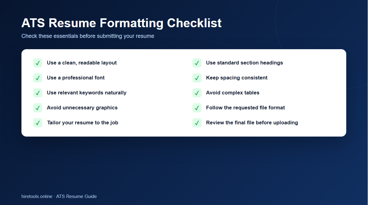 ATS Resume Fomatting Checklist
