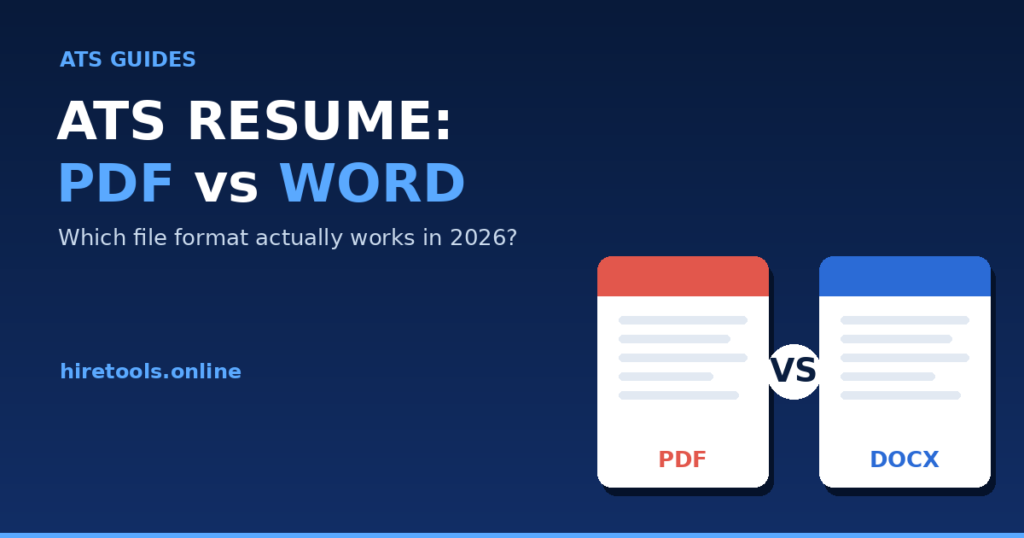 ATS resume PDF or Word comparison guide showing which file format works best for applicant tracking systems